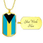 Bahamas Flag Necklace Bahamas Flag Stainless Steel or 18k Gold Dog Tag 24" - Express Your Love Gifts