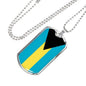 Bahamas Flag Necklace Bahamas Flag Stainless Steel or 18k Gold Dog Tag 24" - Express Your Love Gifts