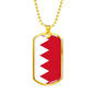 Bahrain Flag Necklace Bahrain Flag Stainless Steel or 18k Gold Dog Tag 24" - Express Your Love Gifts