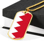 Bahrain Flag Necklace Bahrain Flag Stainless Steel or 18k Gold Dog Tag 24" - Express Your Love Gifts