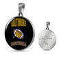 Baltimore Circle Pendant Football Fan Necklace Stainless Steel or 18k Gold 18-22" - Express Your Love Gifts