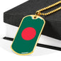 Bangladesh Flag Necklace Bangladesh Flag Stainless Steel or 18k Gold Dog Tag 24" - Express Your Love Gifts