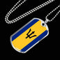 Barbados Flag Necklace Barbados Flag Stainless Steel or 18k Gold Dog Tag 24" - Express Your Love Gifts