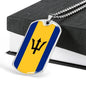 Barbados Flag Necklace Barbados Flag Stainless Steel or 18k Gold Dog Tag 24" - Express Your Love Gifts
