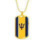 Barbados Flag Necklace Barbados Flag Stainless Steel or 18k Gold Dog Tag 24" - Express Your Love Gifts