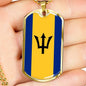 Barbados Flag Necklace Barbados Flag Stainless Steel or 18k Gold Dog Tag 24" - Express Your Love Gifts