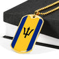 Barbados Flag Necklace Barbados Flag Stainless Steel or 18k Gold Dog Tag 24" - Express Your Love Gifts