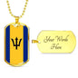 Barbados Flag Necklace Barbados Flag Stainless Steel or 18k Gold Dog Tag 24" - Express Your Love Gifts