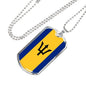 Barbados Flag Necklace Barbados Flag Stainless Steel or 18k Gold Dog Tag 24" - Express Your Love Gifts