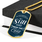 Be Still Psalm 46:10 Necklace Stainless Steel or 18k Gold Dog Tag 24" Chain-Express Your Love Gifts