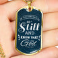 Be Still Psalm 46:10 Necklace Stainless Steel or 18k Gold Dog Tag 24" Chain-Express Your Love Gifts