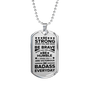 Be Strong Dad Gift Necklace Stainless Steel or 18k Gold Dog Tag 24" Chain-Express Your Love Gifts