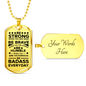 Be Strong Dad Gift Necklace Stainless Steel or 18k Gold Dog Tag 24" Chain-Express Your Love Gifts