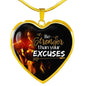 Be Stronger Than Your Excuses Necklace Motivational Heart Pendant Stainless Steel or 18k Gold Adjustable 18-22"-Express Your Love Gifts