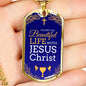 Beautiful Life Communion Gift Stainless Steel or 18k Gold Dog Tag 24" Chain-Express Your Love Gifts