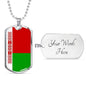 Belarus Flag Necklace Belarus Flag Stainless Steel or 18k Gold Dog Tag 24" - Express Your Love Gifts