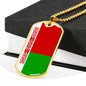 Belarus Flag Necklace Belarus Flag Stainless Steel or 18k Gold Dog Tag 24" - Express Your Love Gifts