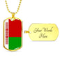 Belarus Flag Necklace Belarus Flag Stainless Steel or 18k Gold Dog Tag 24" - Express Your Love Gifts