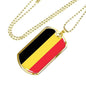Belgium Flag Necklace Belgium Flag Stainless Steel or 18k Gold Dog Tag 24" - Express Your Love Gifts