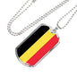 Belgium Flag Necklace Belgium Flag Stainless Steel or 18k Gold Dog Tag 24" - Express Your Love Gifts