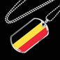 Belgium Flag Necklace Belgium Flag Stainless Steel or 18k Gold Dog Tag 24" - Express Your Love Gifts