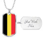 Belgium Flag Necklace Belgium Flag Stainless Steel or 18k Gold Dog Tag 24" - Express Your Love Gifts