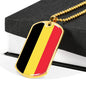 Belgium Flag Necklace Belgium Flag Stainless Steel or 18k Gold Dog Tag 24" - Express Your Love Gifts