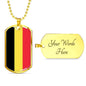 Belgium Flag Necklace Belgium Flag Stainless Steel or 18k Gold Dog Tag 24" - Express Your Love Gifts