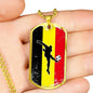 Belgium Futbol/Soccer Necklace Stainless Steel or 18k Gold Dog Tag 24" Chain-Express Your Love Gifts