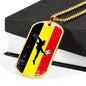 Belgium Futbol/Soccer Necklace Stainless Steel or 18k Gold Dog Tag 24" Chain-Express Your Love Gifts