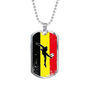 Belgium Futbol/Soccer Necklace Stainless Steel or 18k Gold Dog Tag 24" Chain-Express Your Love Gifts