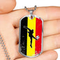 Belgium Futbol/Soccer Necklace Stainless Steel or 18k Gold Dog Tag 24" Chain-Express Your Love Gifts
