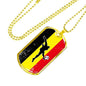 Belgium Futbol/Soccer Necklace Stainless Steel or 18k Gold Dog Tag 24" Chain-Express Your Love Gifts