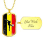 Belgium Futbol/Soccer Necklace Stainless Steel or 18k Gold Dog Tag 24" Chain-Express Your Love Gifts