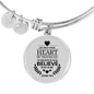 Believe In God Scripture Stainless Steel or 18k Gold Circle Bangle Bracelet-Express Your Love Gifts