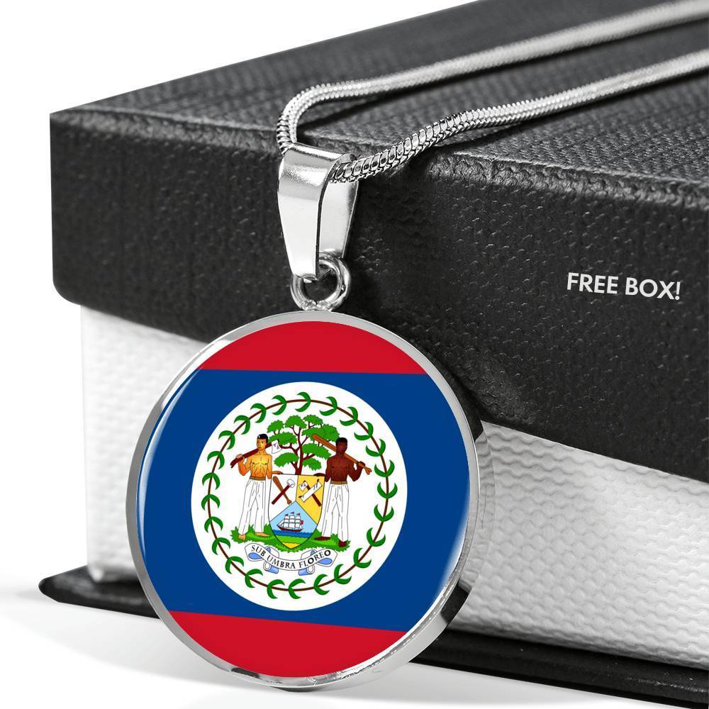 Belize Flag Necklace Belize Flag Stainless Steel or 18k Gold 18-22" - Express Your Love Gifts