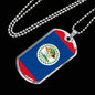 Belize Flag Necklace Belize Flag Stainless Steel or 18k Gold Dog Tag 24" - Express Your Love Gifts