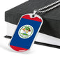Belize Flag Necklace Belize Flag Stainless Steel or 18k Gold Dog Tag 24" - Express Your Love Gifts
