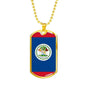 Belize Flag Necklace Belize Flag Stainless Steel or 18k Gold Dog Tag 24" - Express Your Love Gifts