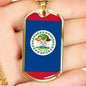 Belize Flag Necklace Belize Flag Stainless Steel or 18k Gold Dog Tag 24" - Express Your Love Gifts
