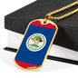 Belize Flag Necklace Belize Flag Stainless Steel or 18k Gold Dog Tag 24" - Express Your Love Gifts