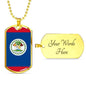 Belize Flag Necklace Belize Flag Stainless Steel or 18k Gold Dog Tag 24" - Express Your Love Gifts