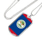 Belize Flag Necklace Belize Flag Stainless Steel or 18k Gold Dog Tag 24" - Express Your Love Gifts