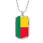 Benin Flag Necklace Benin Flag Stainless Steel or 18k Gold Dog Tag 24" - Express Your Love Gifts