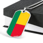 Benin Flag Necklace Benin Flag Stainless Steel or 18k Gold Dog Tag 24" - Express Your Love Gifts