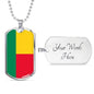Benin Flag Necklace Benin Flag Stainless Steel or 18k Gold Dog Tag 24" - Express Your Love Gifts