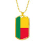 Benin Flag Necklace Benin Flag Stainless Steel or 18k Gold Dog Tag 24" - Express Your Love Gifts