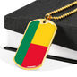 Benin Flag Necklace Benin Flag Stainless Steel or 18k Gold Dog Tag 24" - Express Your Love Gifts