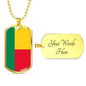 Benin Flag Necklace Benin Flag Stainless Steel or 18k Gold Dog Tag 24" - Express Your Love Gifts