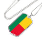 Benin Flag Necklace Benin Flag Stainless Steel or 18k Gold Dog Tag 24" - Express Your Love Gifts